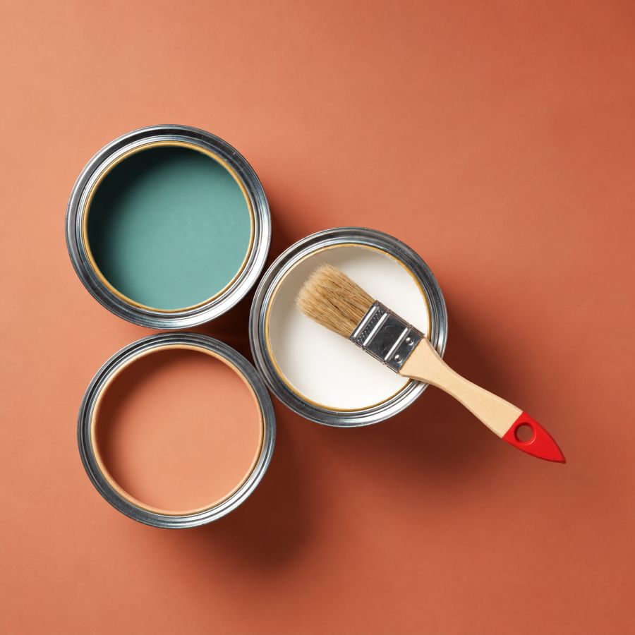 Open paint tins in three colourways